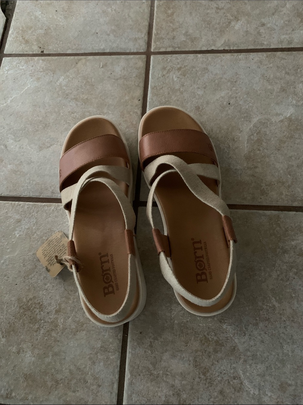 Born Women's Tan & Cream Cross-Strap Sandals